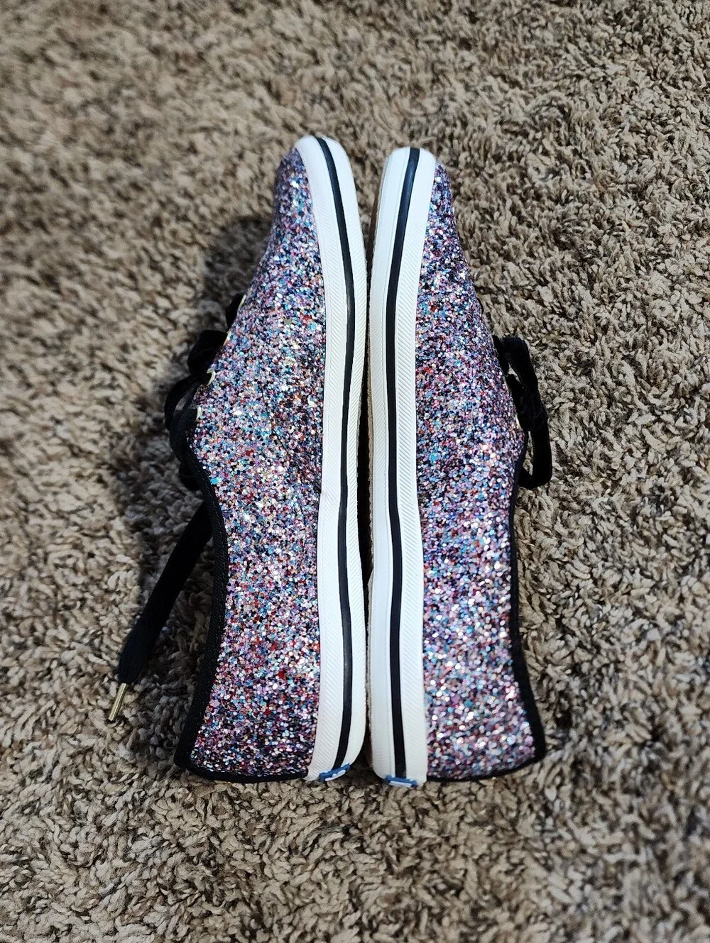 Keds X Kate Spade New York Champion Multicolor Glitter Sneakers Velvet Laces 7.5